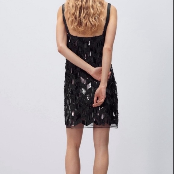 Zara Black Sequins Dress Bloggers Fave Size Medium NWT - Picture 9 of 11
